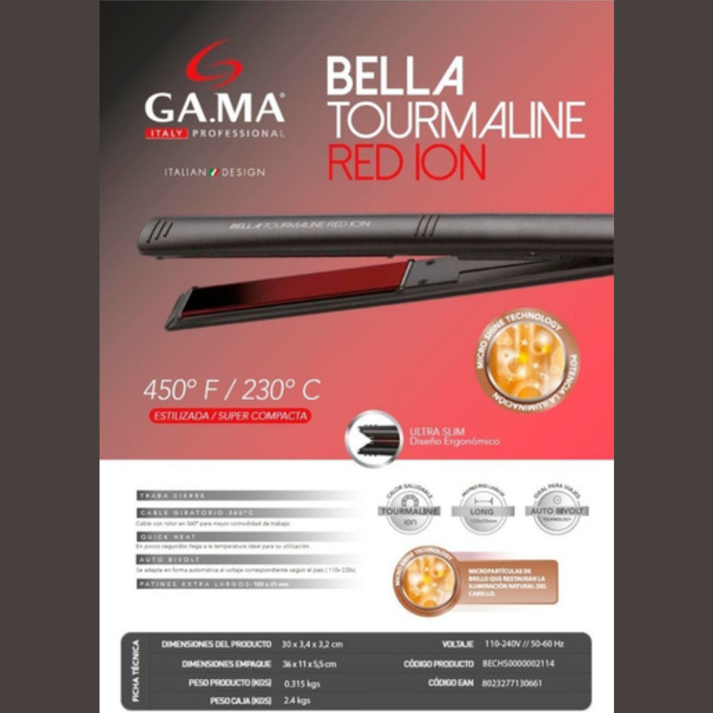 PLANCHA GA.MA | ELEGANCE BELLA TOURMALINE RED ION |