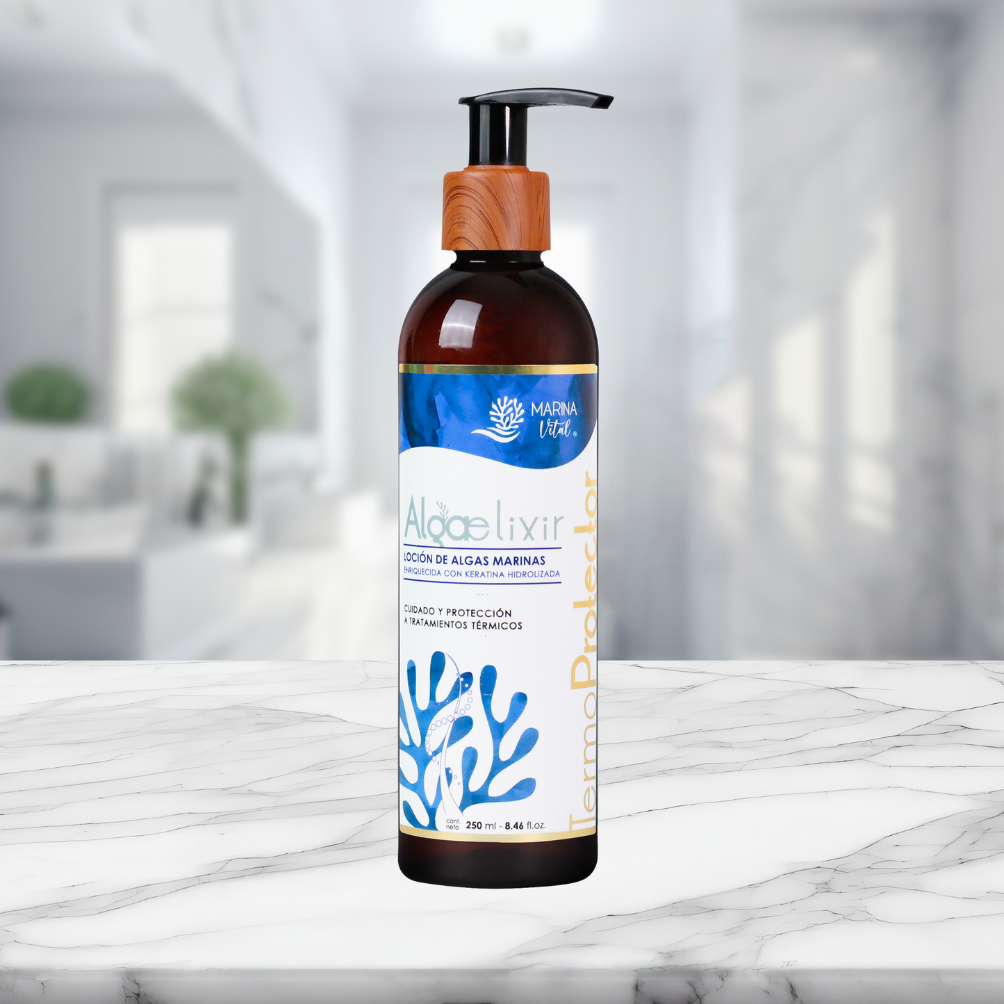 Hidrogel Marina Vital Algaelixir Termoprotector con algas y keratina hidrolizada 250 ml.