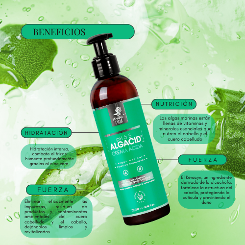 Crema ácida Marina Vital con algas marinas y keratina hidrolizada 500 ml. Y 1.000 ml.