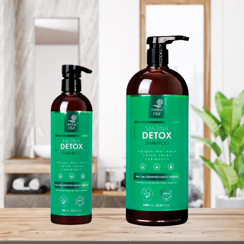 Shampoo Marina Vital Detox con keracyn, aloe vera y algas marinas 500 ml. 1000 ml.
