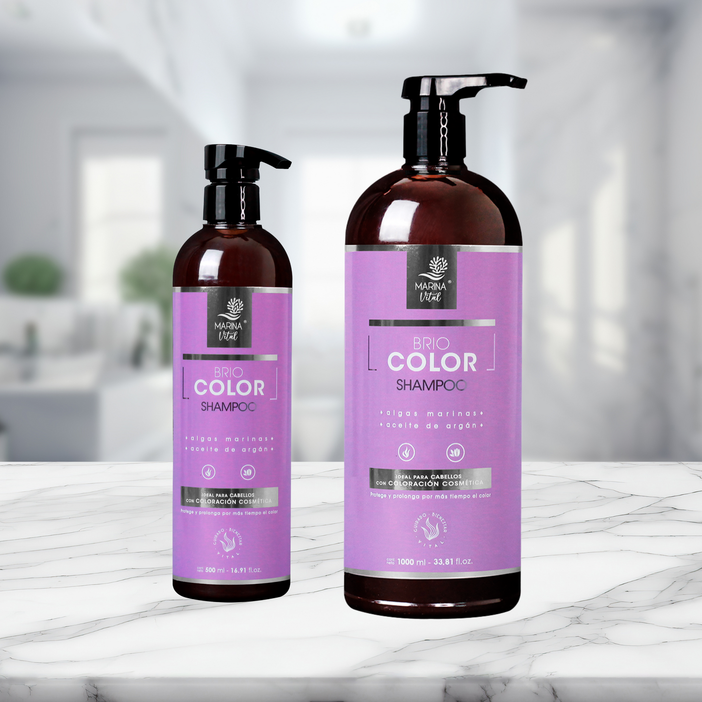 Shampoo Marina Vital Briocolor algas marinas y aceite de argán 500 ml.