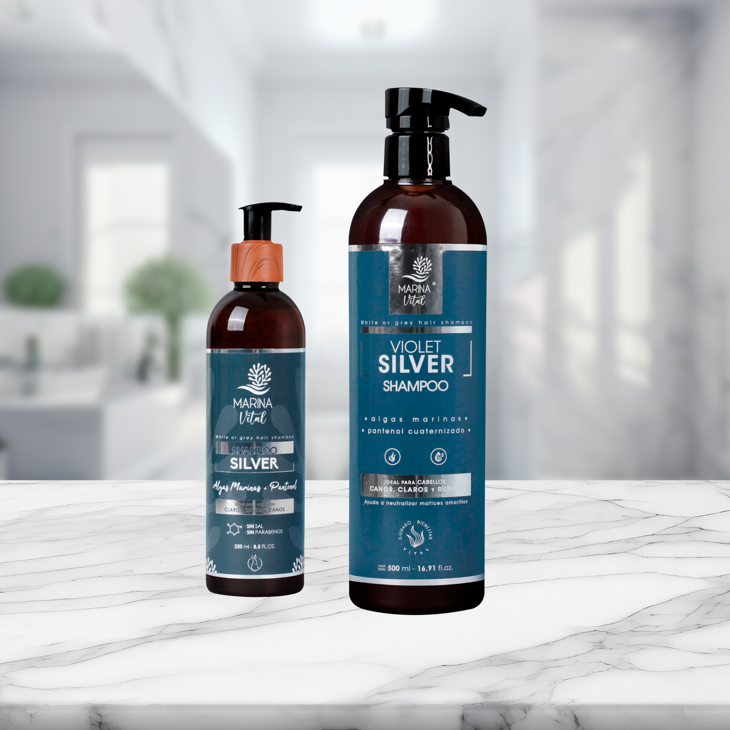 Shampoo Marina vital Rubios y canas Pantenol y algas 500 ml.