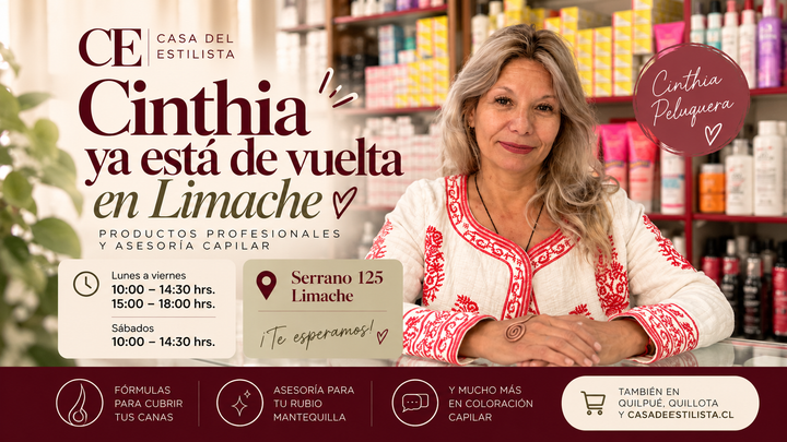 ¡Cinthia está de vuelta! Te esperamos en Casa del Estilista Limache