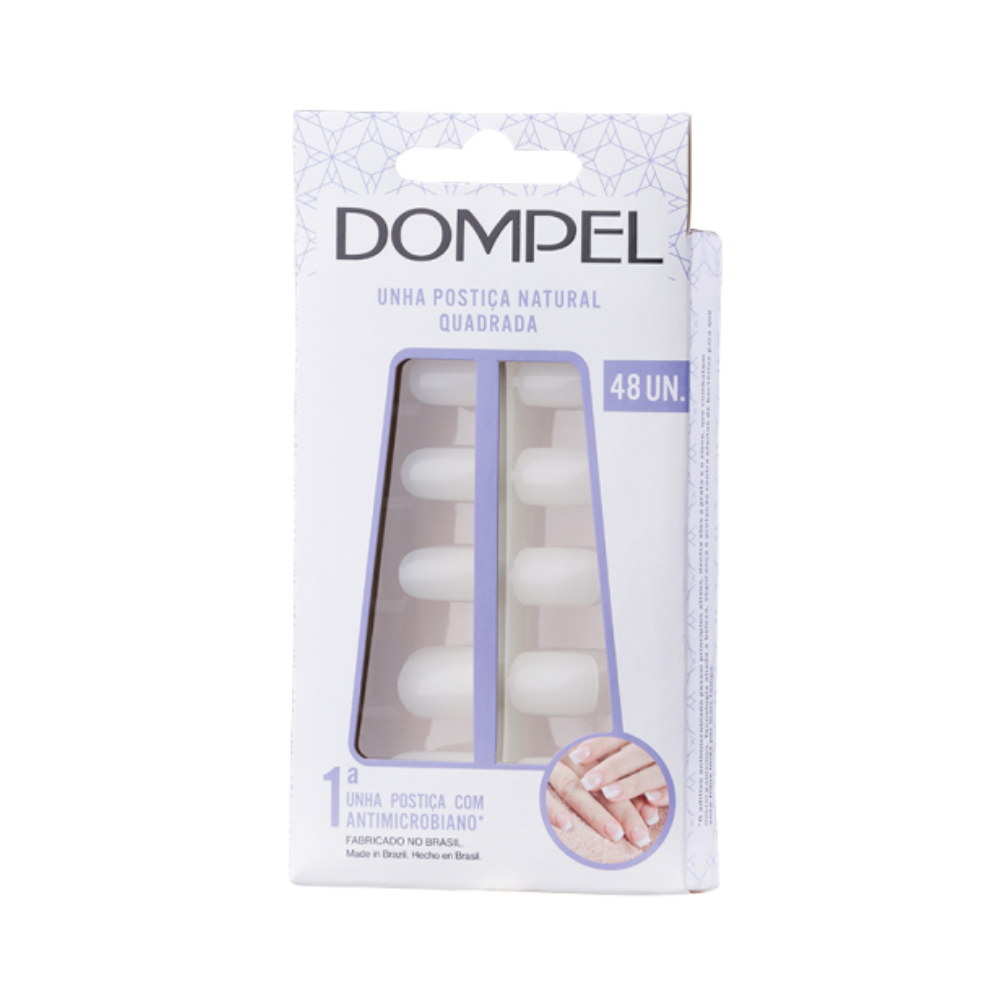Uñas postizas natural cuadrada Dompel 48 unidades