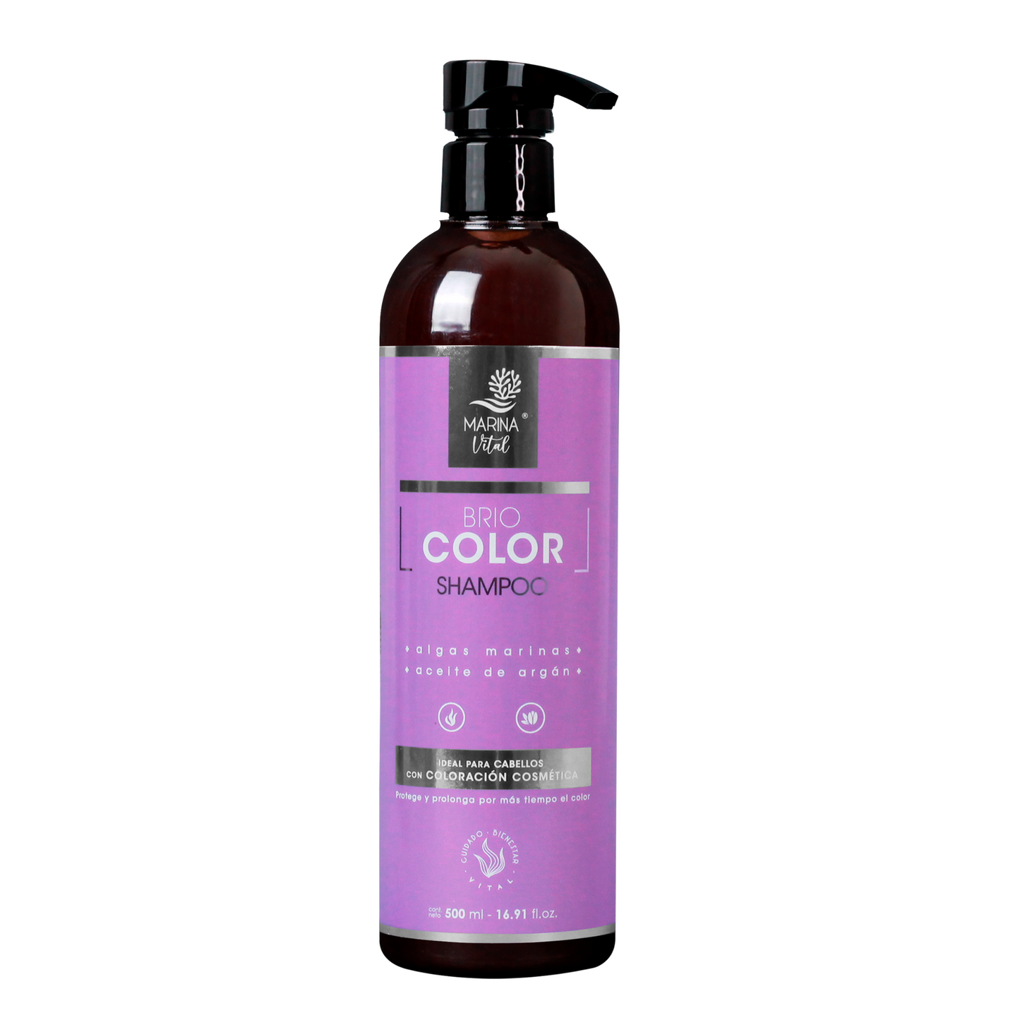 Shampoo Marina Vital Briocolor algas marinas y aceite de argán 500 ml.