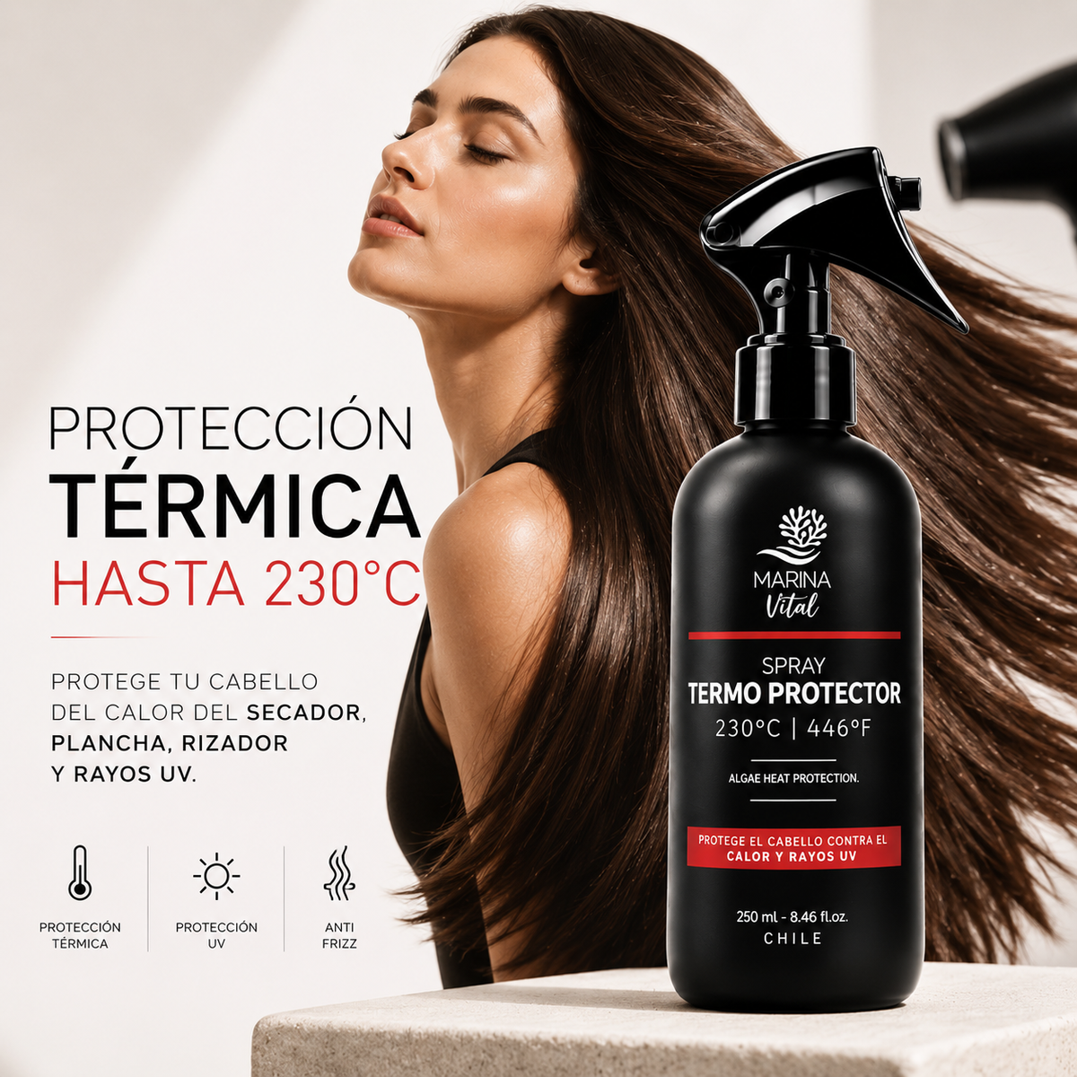 Protector Térmico Marina Vital 250 ml | Protección contra el Calor, Frizz y Rayos UV