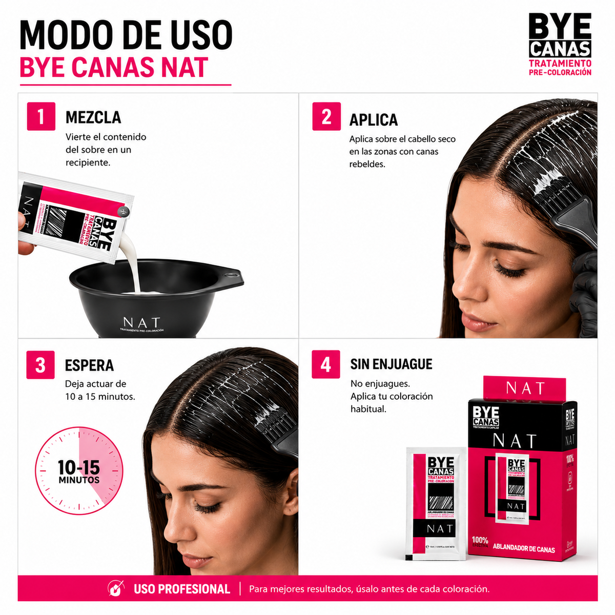 Ablandador de cana Nat sobre para cubrir mejor tus canas con el tinte