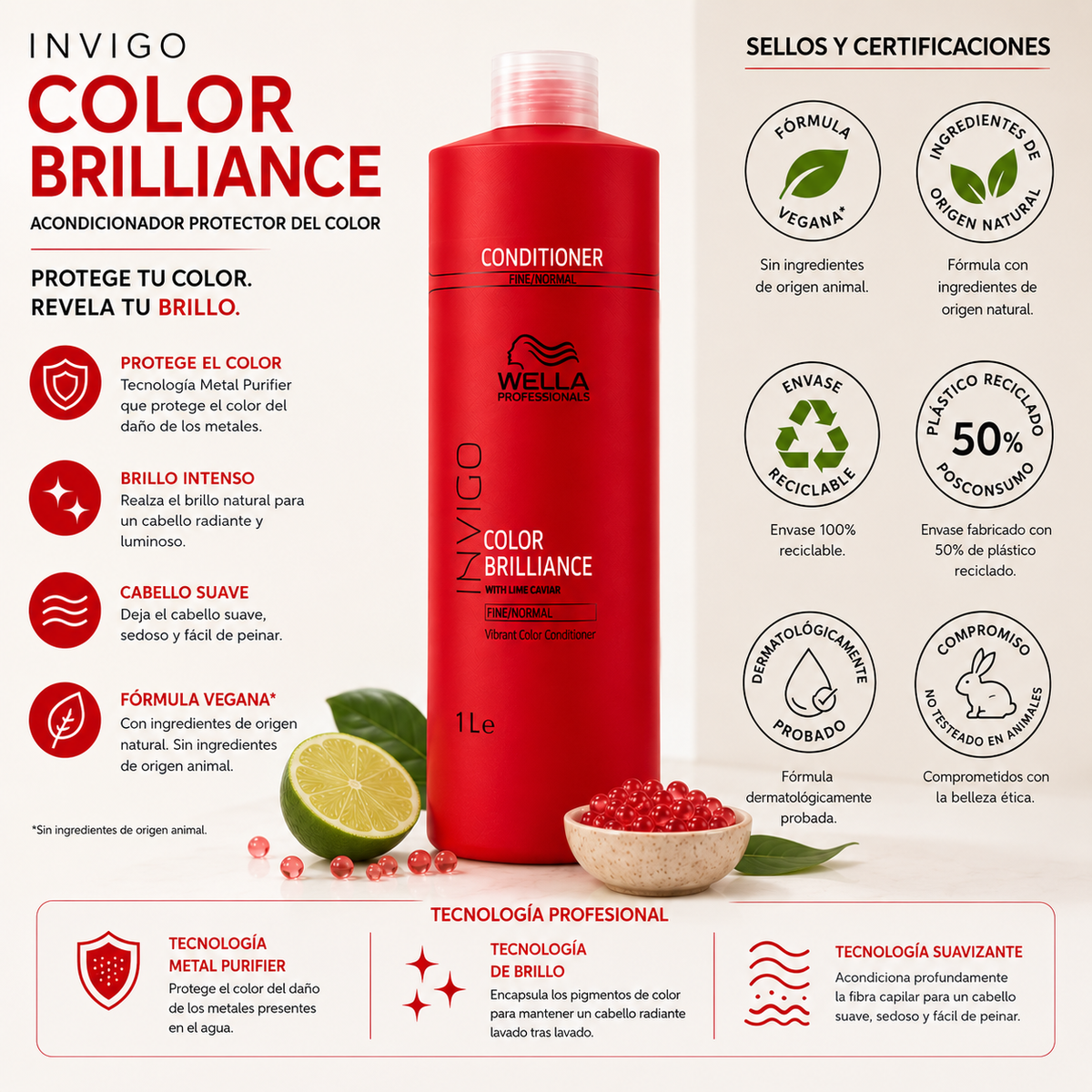 Acondicionador Wella Invigo Brilliance 1000 ml.