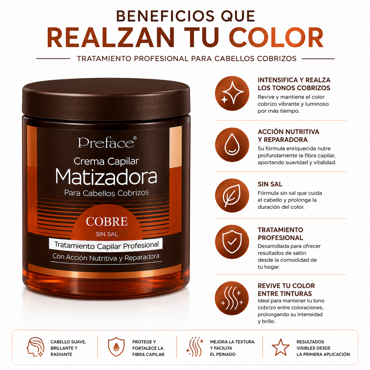 Crema matizadora Preface cobre 220 gr.