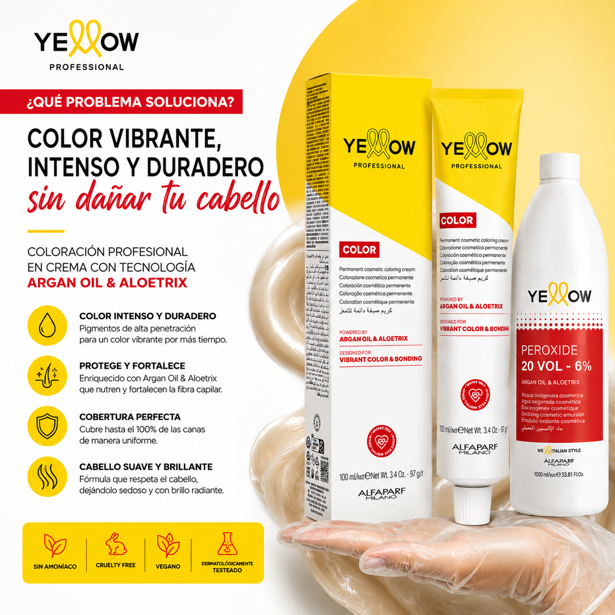 Kit Tintura Alfaparf Completo con Oxidante y Guantes | Raíz al Día