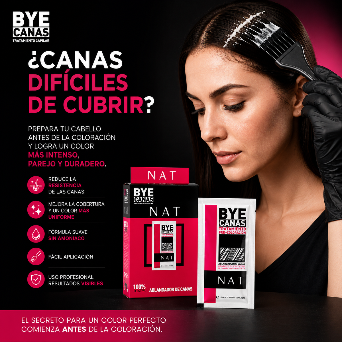 Ablandador de cana Nat sobre para cubrir mejor tus canas con el tinte