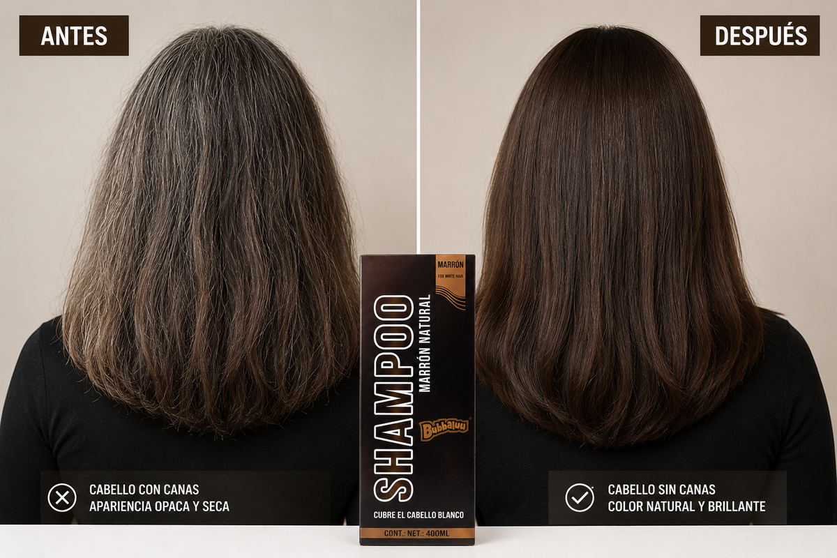 Shampoo Cubre Canas Shampoo Marrón Natural Bubbaluu 400 ml