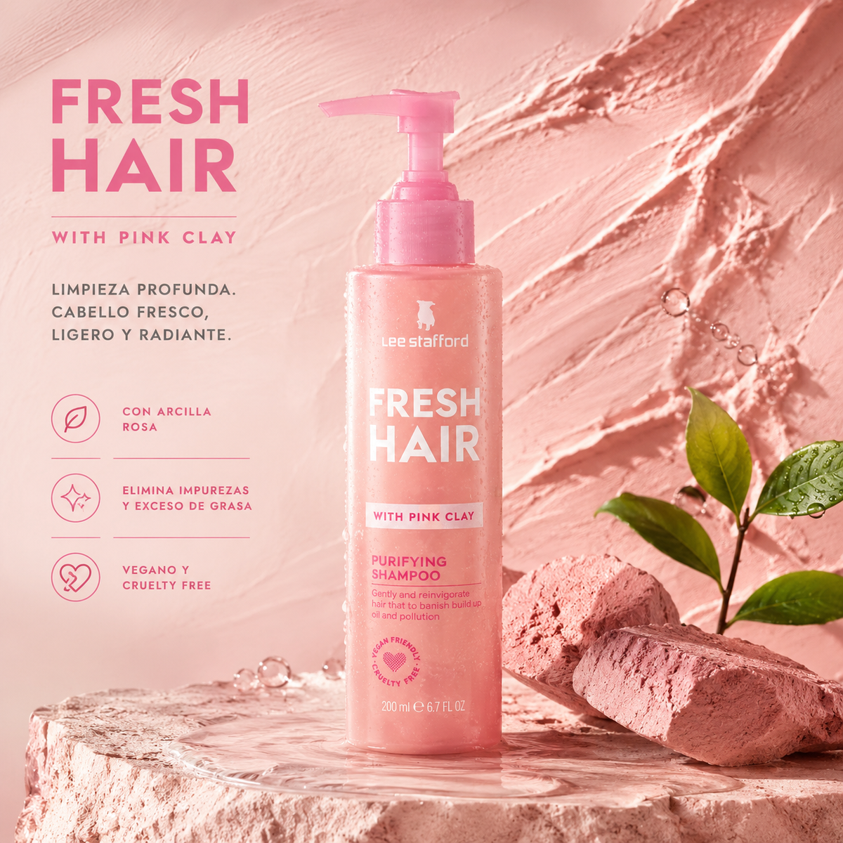 Shampoo Detox Capilar Arcilla Rosada Lee Stafford 200 ml.