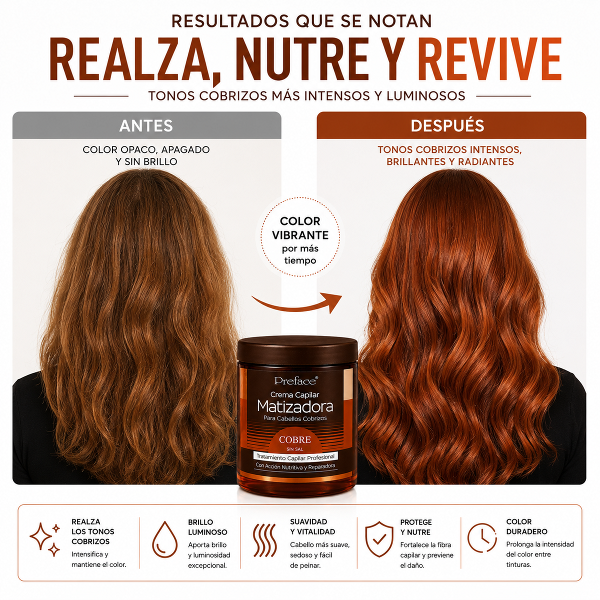 Crema matizadora Preface cobre 220 gr.