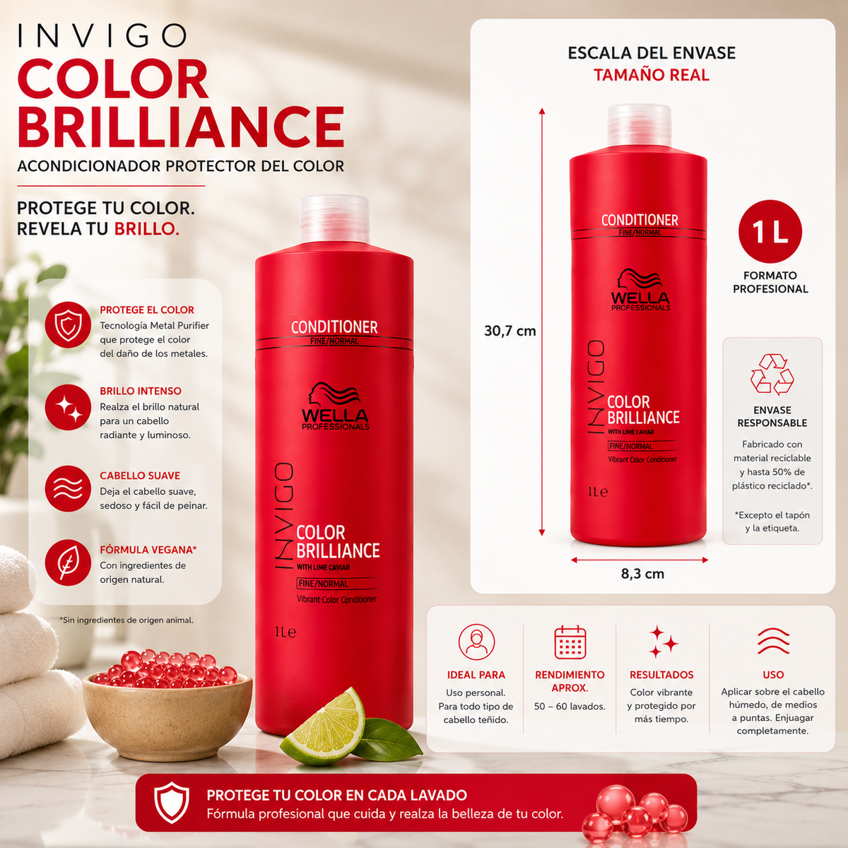 Acondicionador Wella Invigo Brilliance 1000 ml.