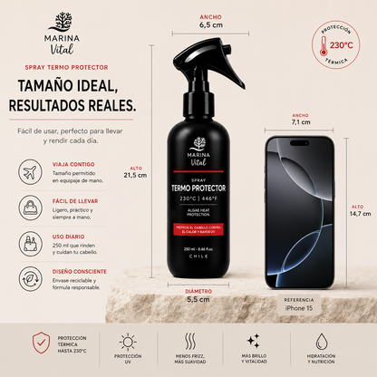 Protector Térmico Marina Vital 250 ml | Protección contra el Calor, Frizz y Rayos UV