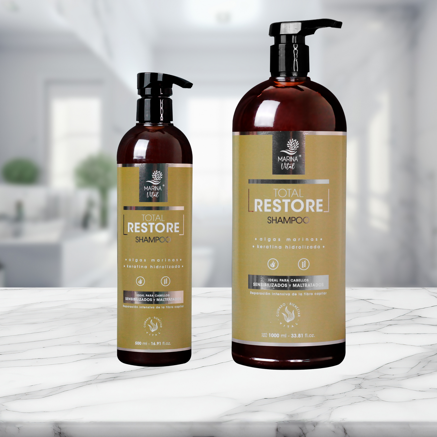 Shampoo Marina Vital Restaurador Keratina y algas marinas 500 ml 1000 ml