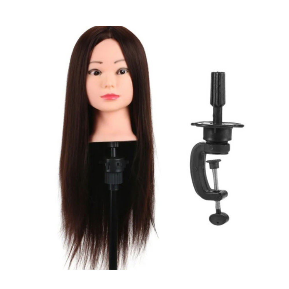 Cabeza técnica cabello sintético 80 cm de largo